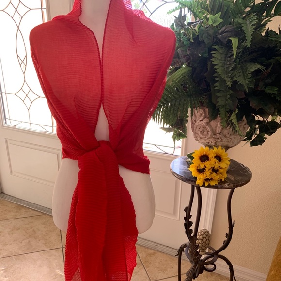 Red Large Scarf Wrap Pashmina - Picture 2 of 3